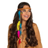 Hnědá čelenka hippie s peříčky
